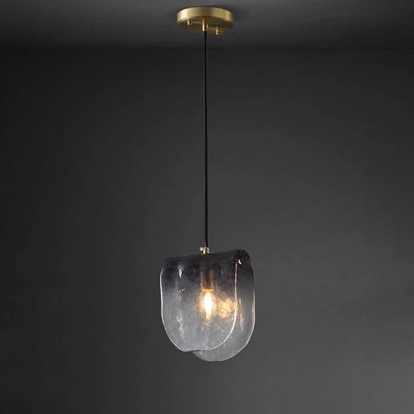 Diana Matt Glass Pendant Light Grey Folded Design For Bedroom Kitchen Cafe