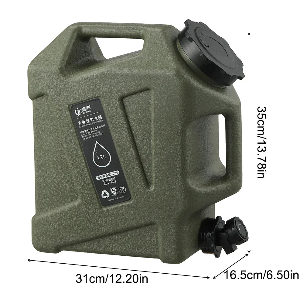 Tragbarer 12L Wasserbehälter mit Auslaufhahn – Robuster Kanister für Outdoor und Camping