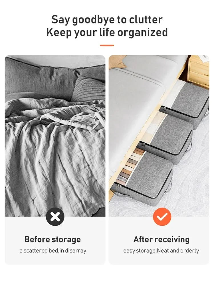 Clothes Storage Bag - Foldable Storage Bag with Clear Window & Zipper for Clothes & Bedding