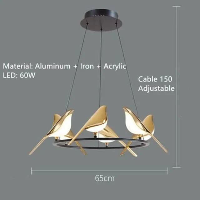 VIVIENNE Celestial Bird Chandelier Ceiling Light With Dimmable Light