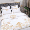 MERENZA Royal Dreams Gold Embroidered Bedding Set 100 Percent Egyptian Cotton