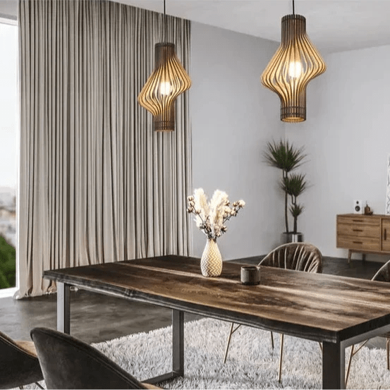 LIGAYA Pendant Light Birdcage-Inspired Design Warm Wood Elements Scandinavian Sophistication