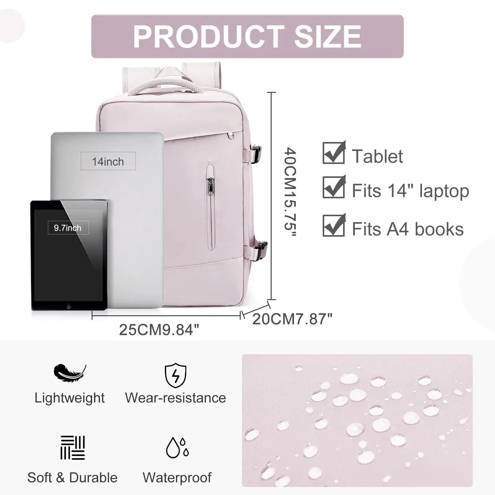 Travel Backpack for Women - Carry-on Backpack for Women with Airplane Size & Stylish Design