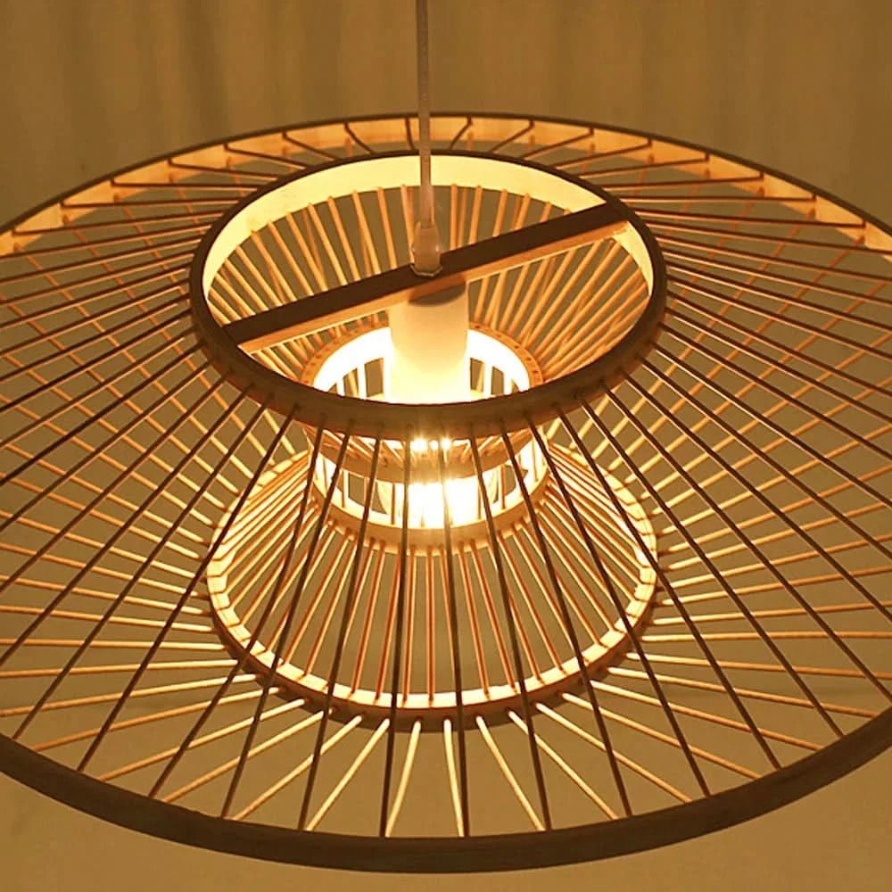 SERELIA Modern Geometric Bamboo Pendant Light Eco-Friendly Lighting Kitchen Dining Room