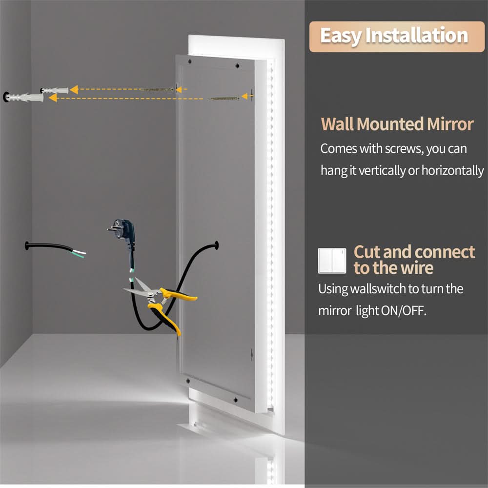 Glissar Bathroom Mirror with LED Lighting Slim Modern Fog-Free