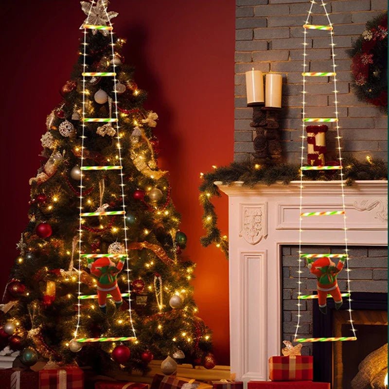 SANTACLIMB – Animierter Weihnachtsmann, der auf einer Leiter klettert, LED-Weihnachtsdekoration 0