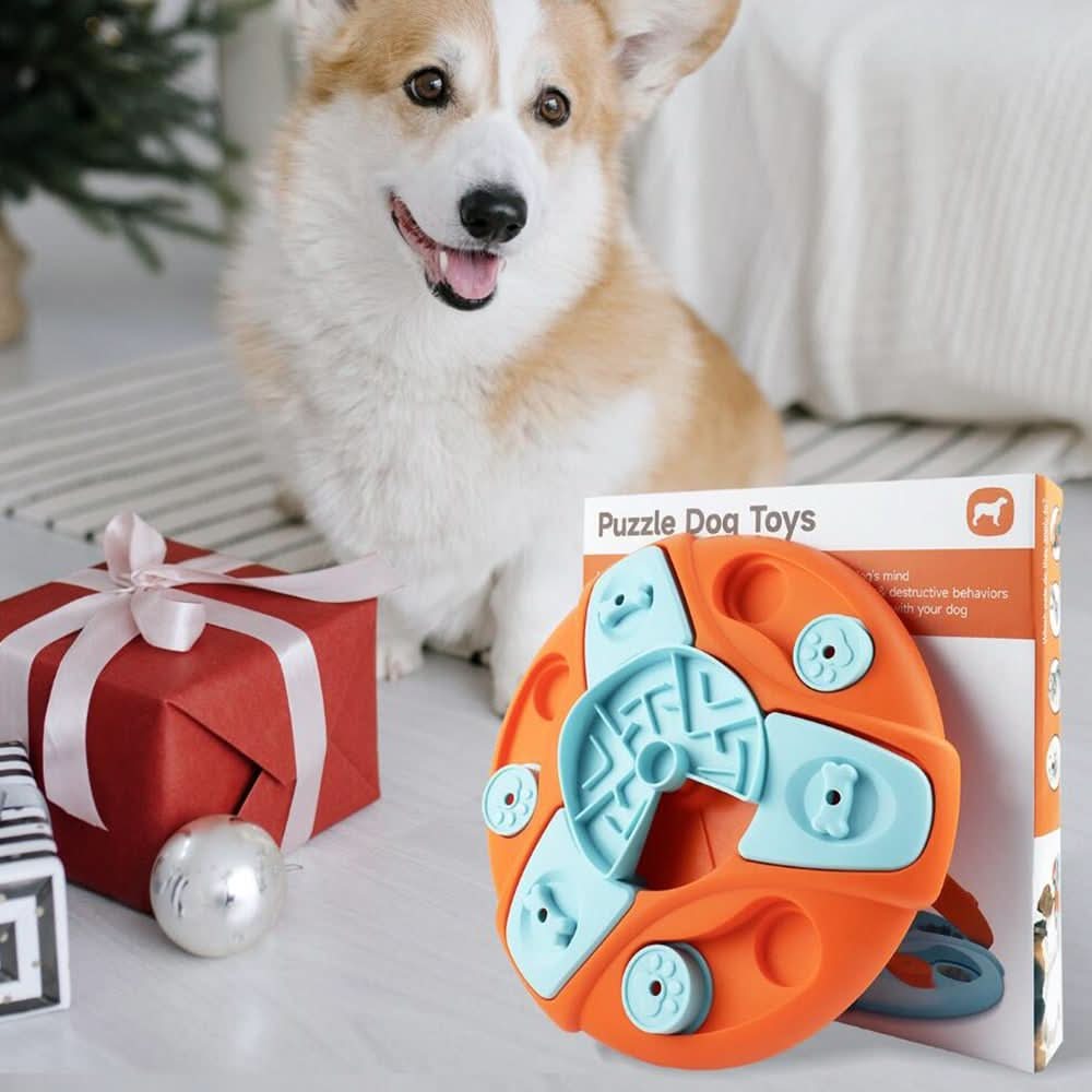 Slow Feeder Puzzle Bowl – Interactive Anti-Gulping Bowl for Dogs with Rotation & Treat Game