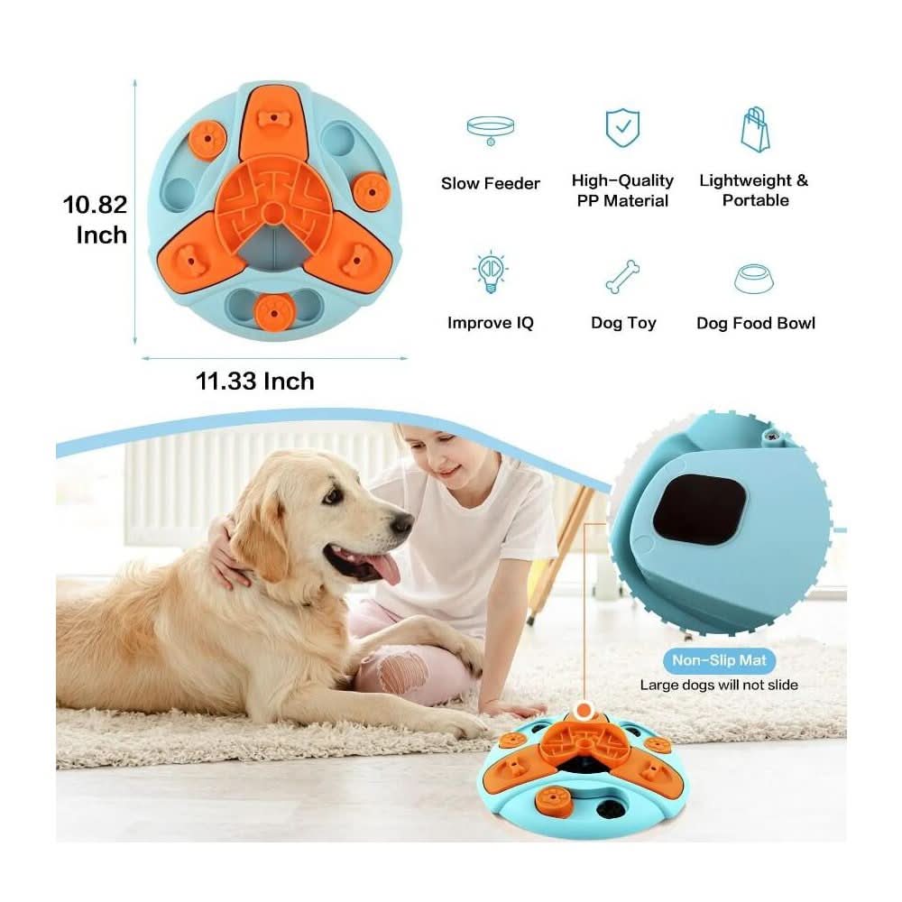 Slow Feeder Puzzle Bowl – Interactive Anti-Gulping Bowl for Dogs with Rotation & Treat Game