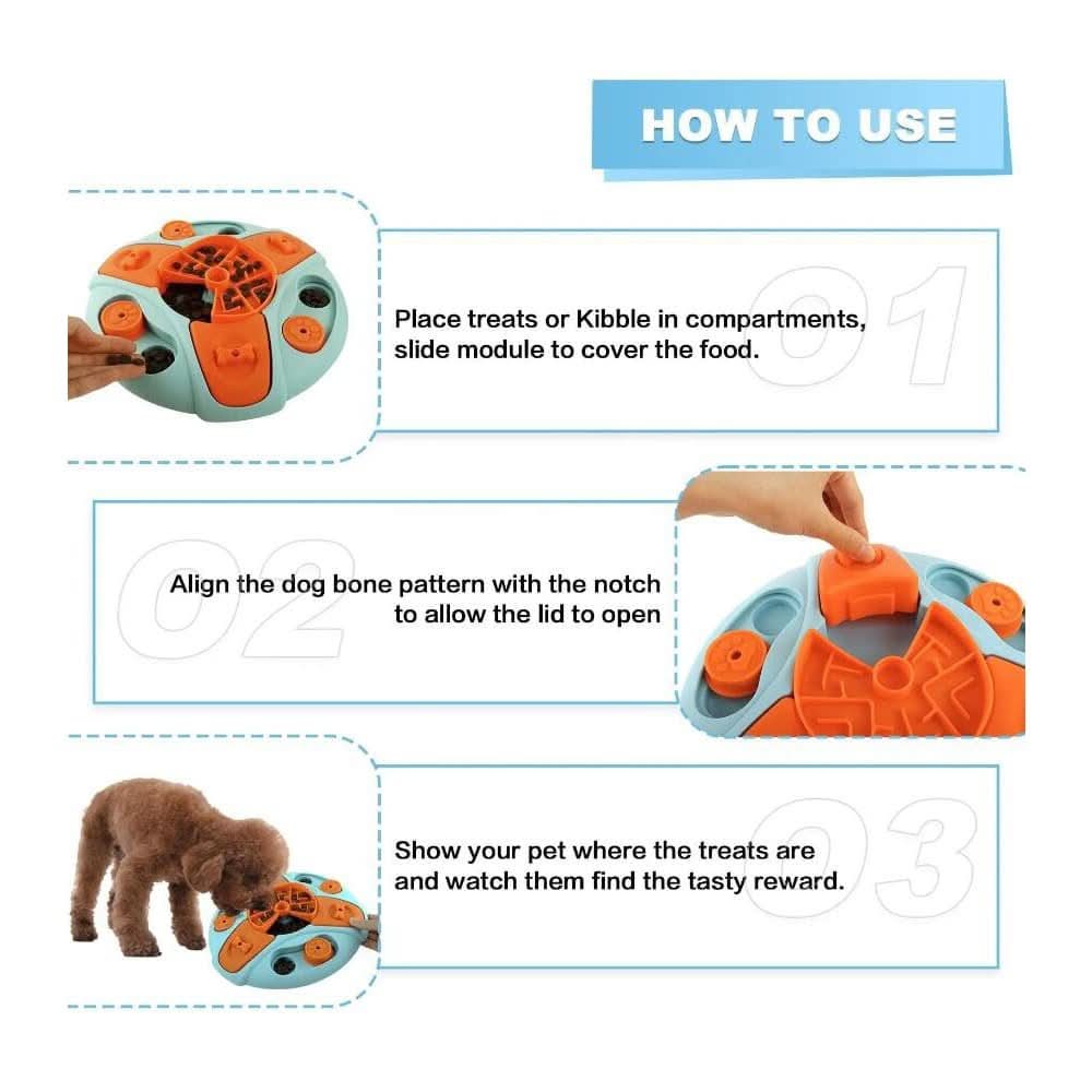 Slow Feeder Puzzle Bowl – Interactive Anti-Gulping Bowl for Dogs with Rotation & Treat Game