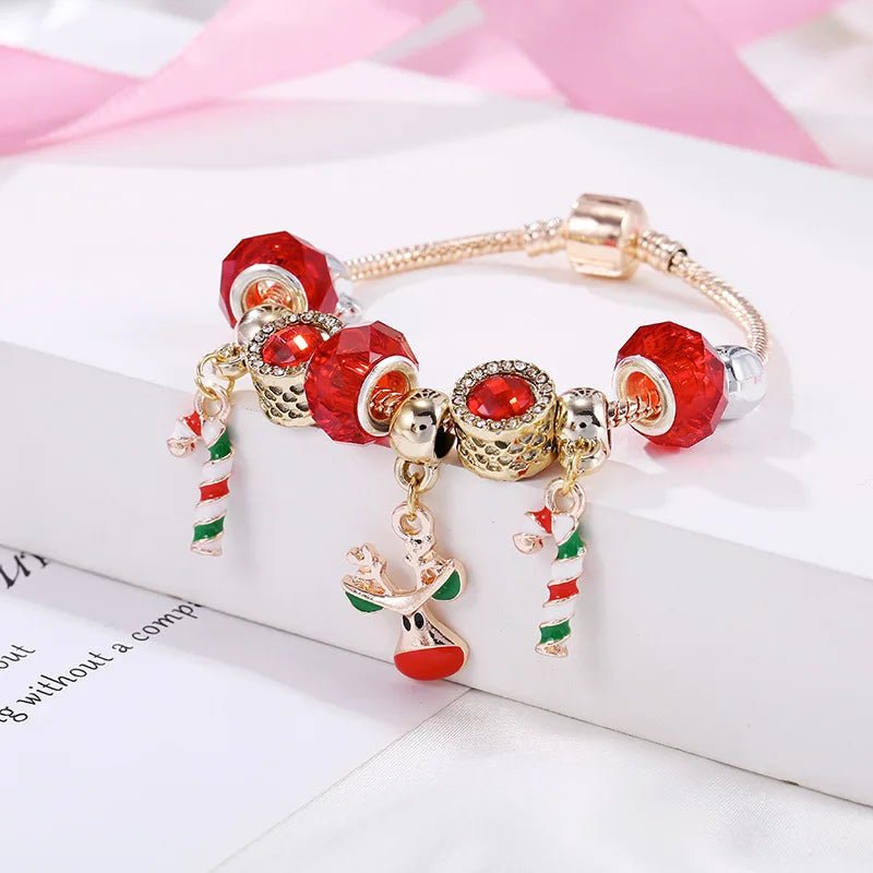 SNOWWRIST – Festliches Zuckerstangen-Charm-Armband mit verstellbarer Silberkette 3