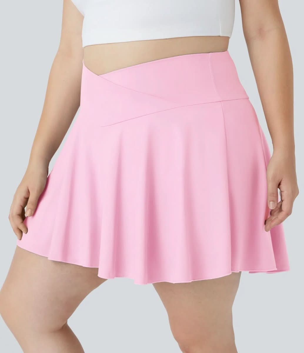 SoftZero Rock - Lightweight Tennis Skirt with Crossover Waistband and Integrated Shorts