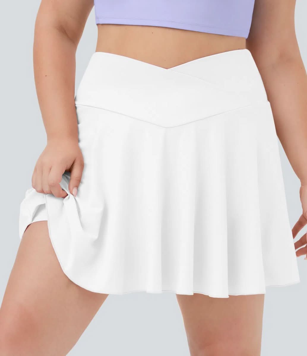 SoftZero Rock - Lightweight Tennis Skirt with Crossover Waistband and Integrated Shorts
