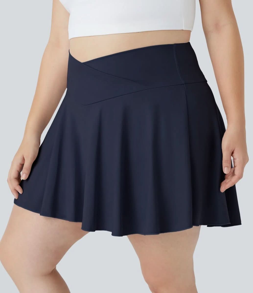SoftZero Rock - Lightweight Tennis Skirt with Crossover Waistband and Integrated Shorts