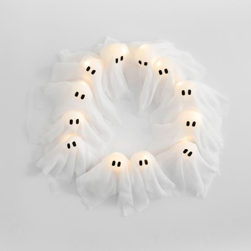 SPOOKFEST – LED Ghost Wreath for Halloween with Creepy Glow 7