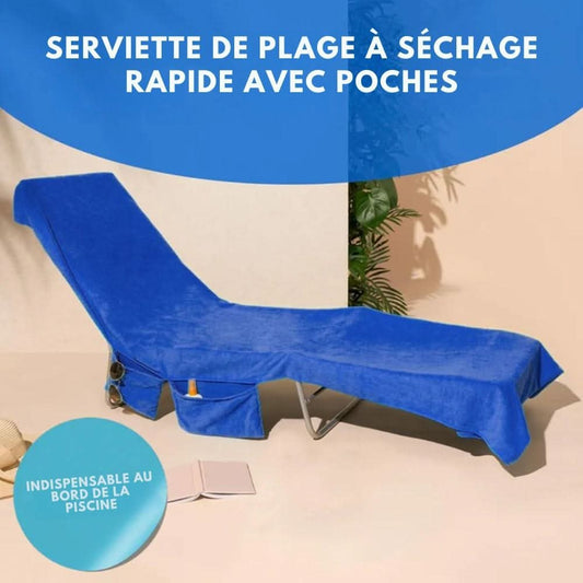 Sonnenliege Handtuch – Rutschfestes Liegetuch mit Seitentaschen für Sonnenliegen