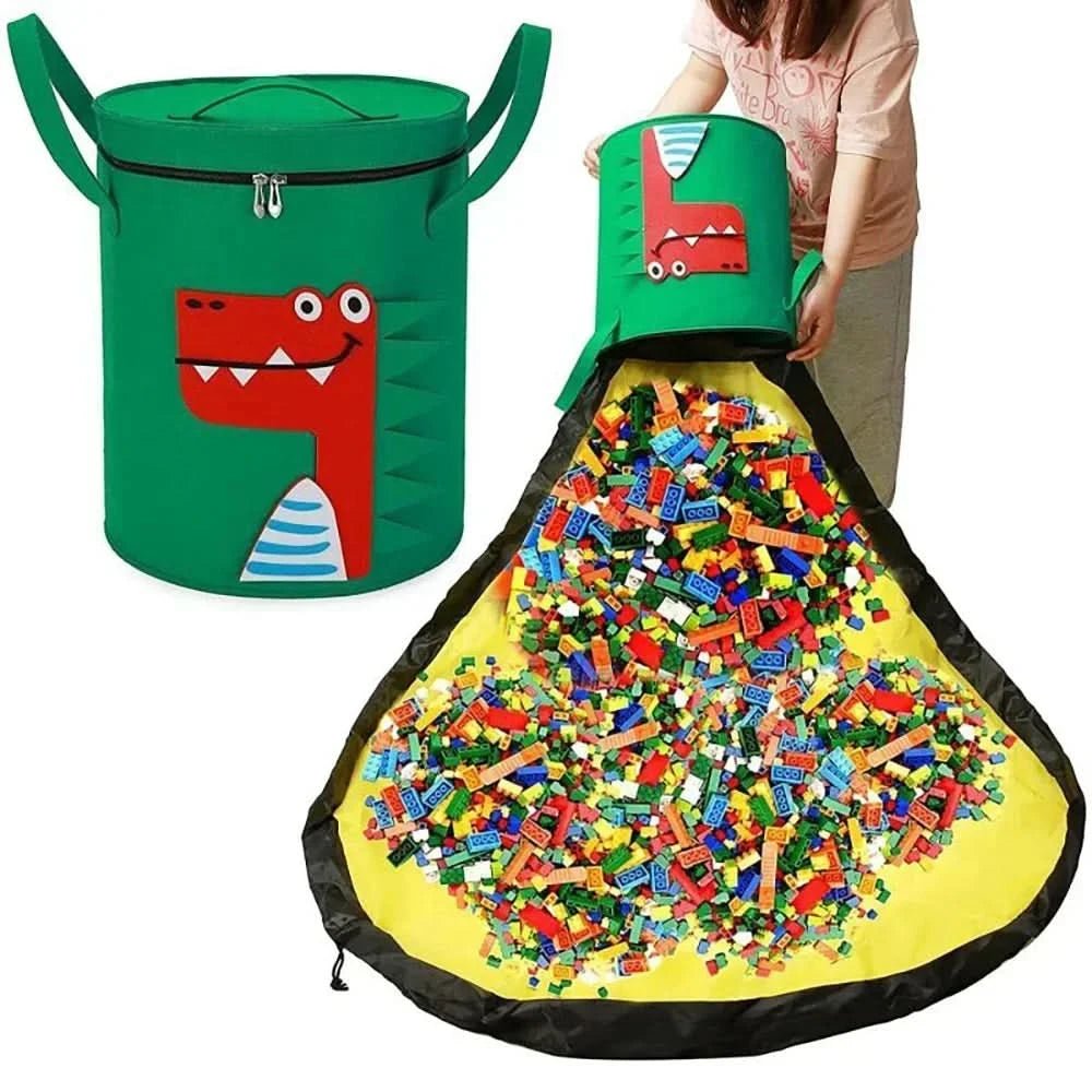 Felt Toy Storage Bag – Foldable Felt Toy Bag with Animal Motif for Kids' Rooms & Play Mats