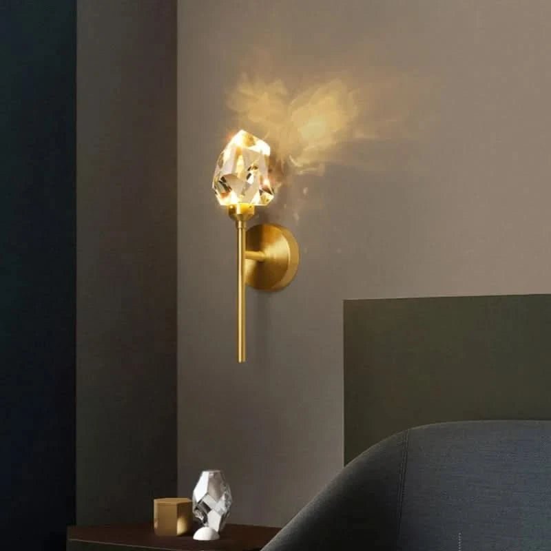 Shanghai Glass Wall Light Gold Metal Fixture and Clear Glass