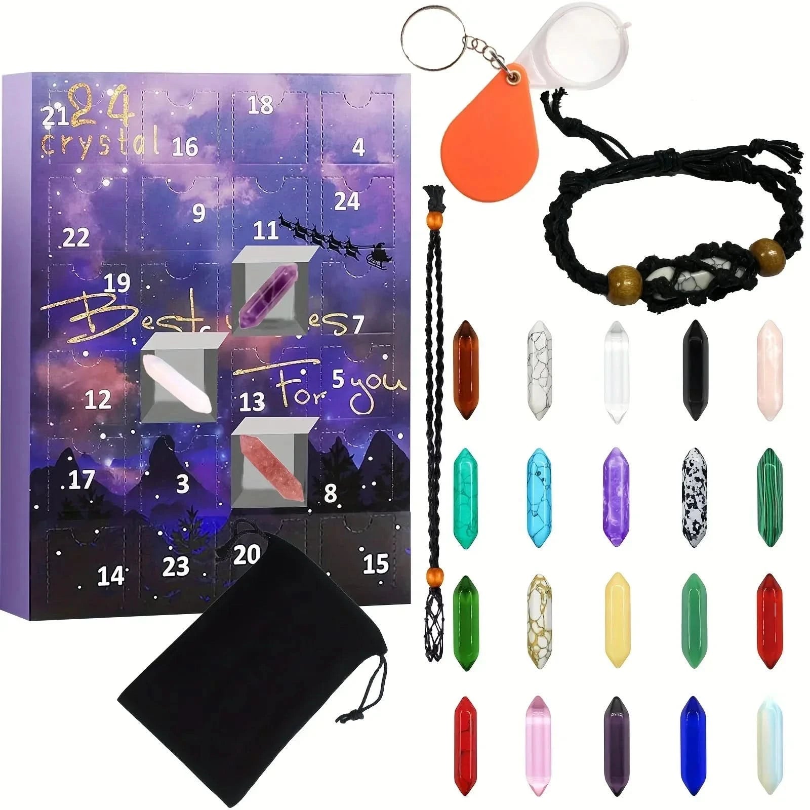 Crystal Jewels - Magical Gemstone Advent Calendar with 24 Natural Crystals
