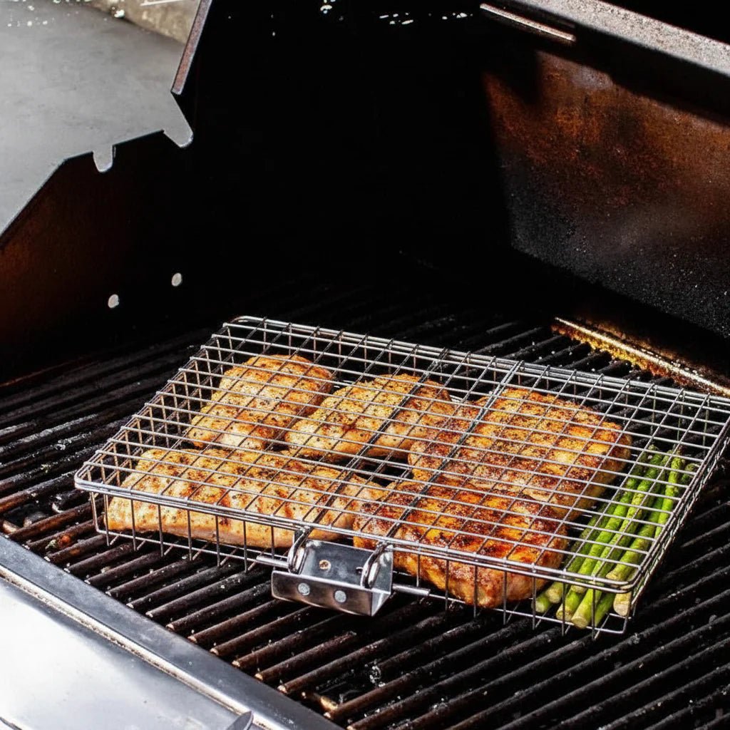 FLAMEFOLD - Foldable Stainless Steel Grill Basket for Barbecue