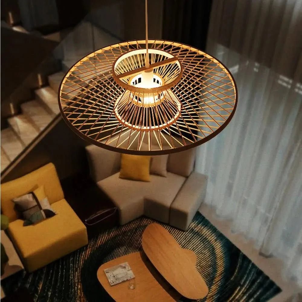 SERELIA Modern Geometric Bamboo Pendant Light Eco-Friendly Lighting Kitchen Dining Room