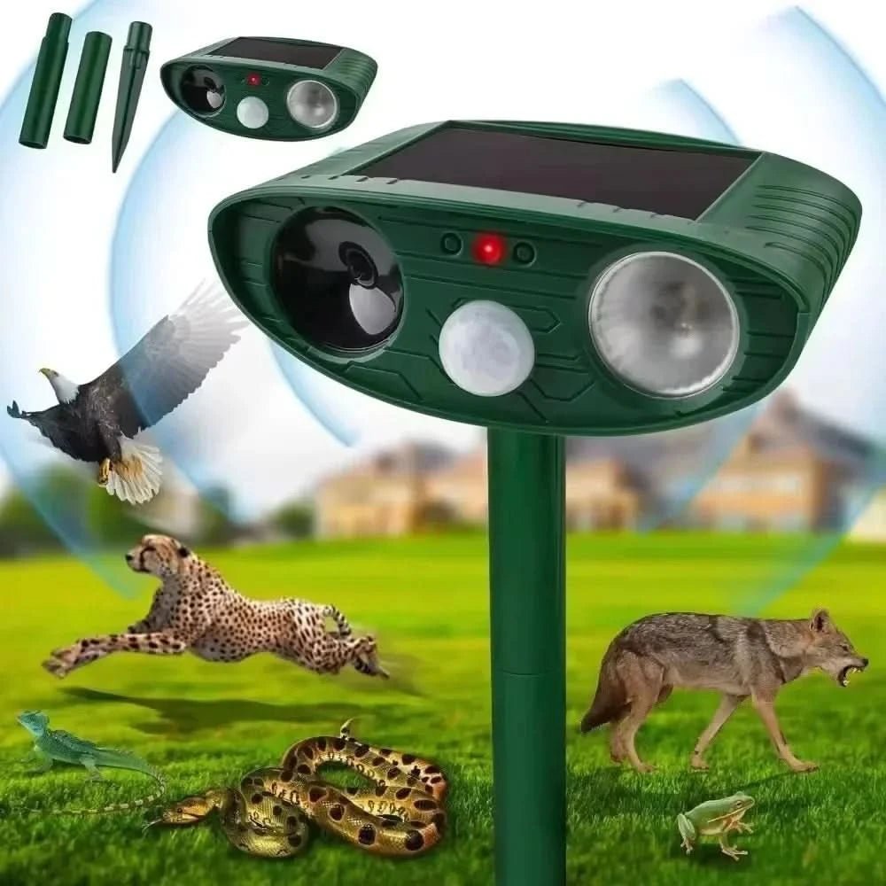 Ultraguard Animal Repellent - Ultrasonic Animal Repellent with LED Light - Weatherproof and Battery Operated