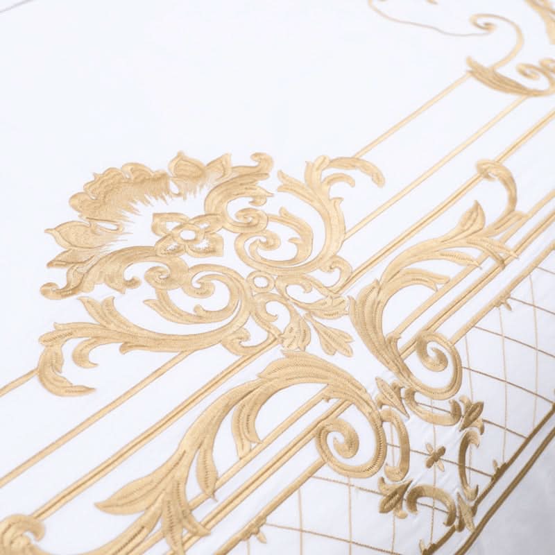 MERENZA Royal Dreams Gold Embroidered Bedding Set 100 Percent Egyptian Cotton