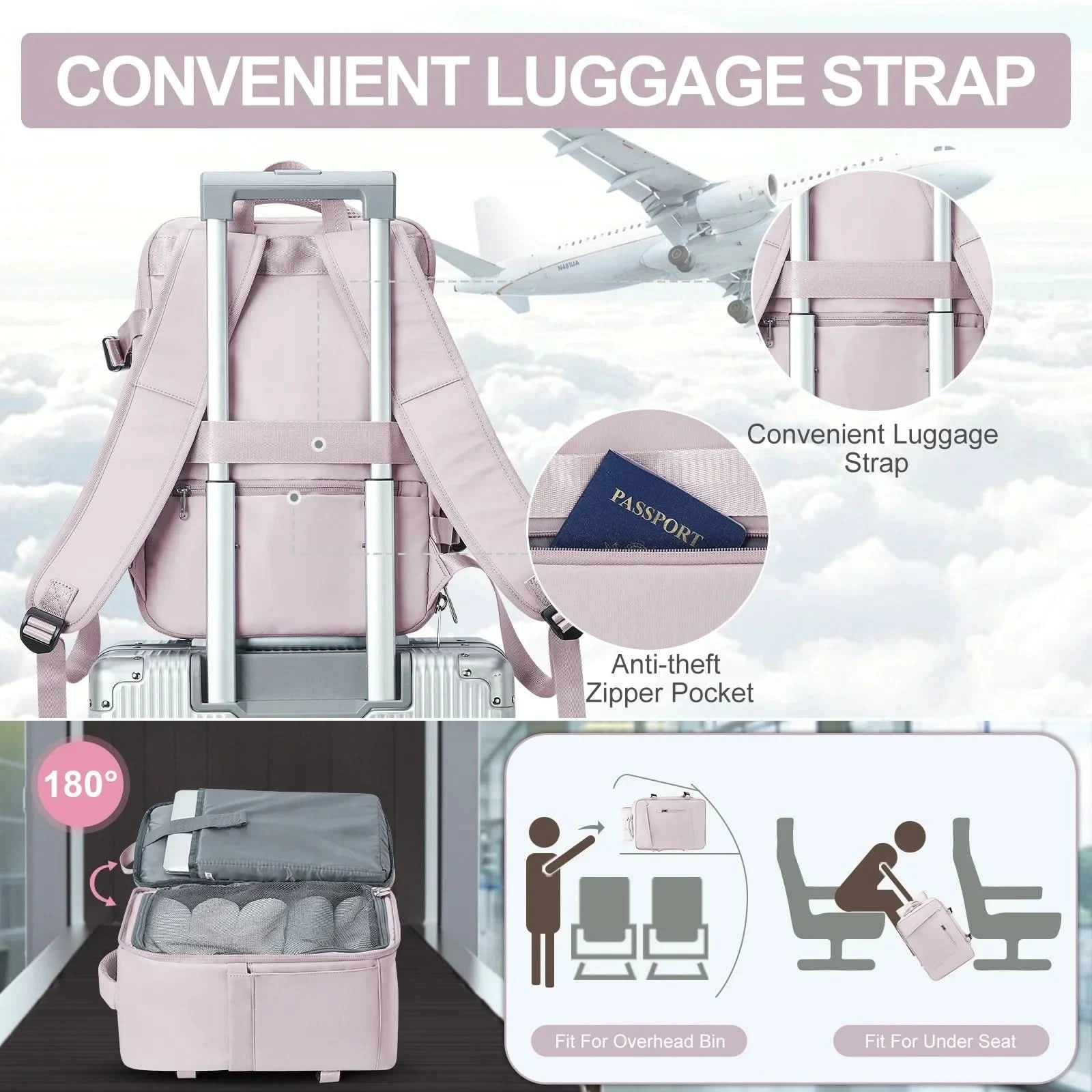 Travel Backpack for Women - Carry-on Backpack for Women with Airplane Size & Stylish Design