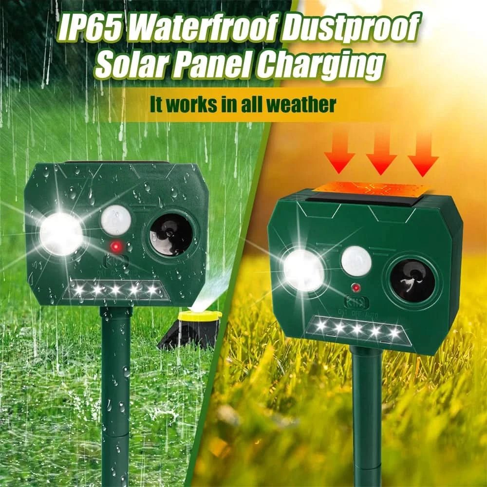 Ultraguard Animal Repellent - Ultrasonic Animal Repellent with LED Light - Weatherproof and Battery Operated