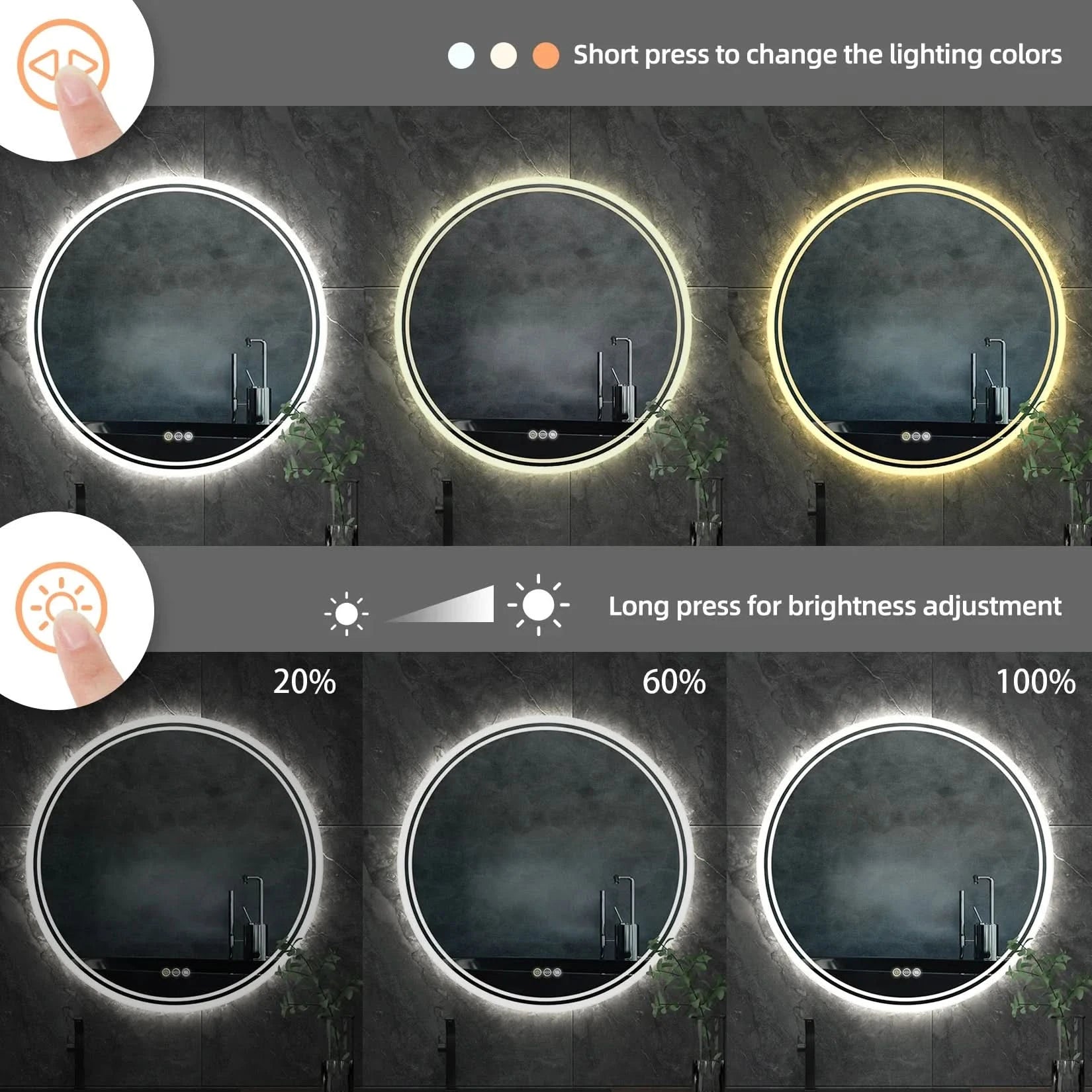 Vistara LED Bathroom Mirror Style Light Clarity Touch Control Anti-Fog