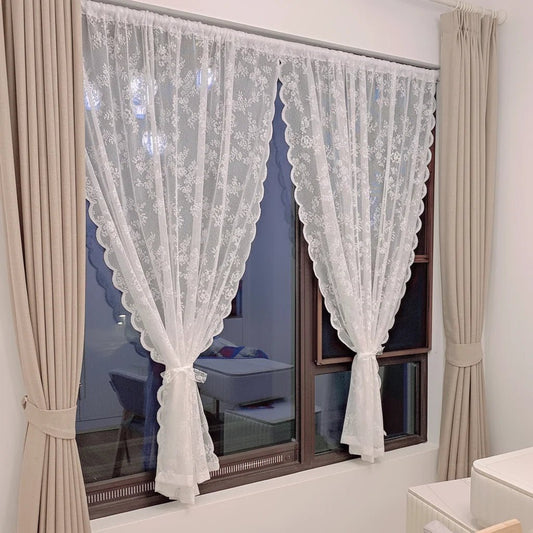 PETALVIA – Curtain Panel with Floral Lace Trim