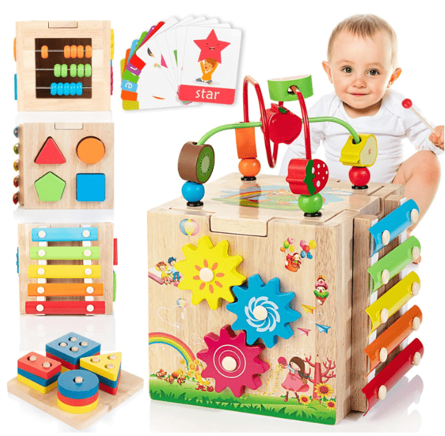EduCube 8-in-1 – Wooden Montessori Learning Toy for Toddlers 18 Months and Up