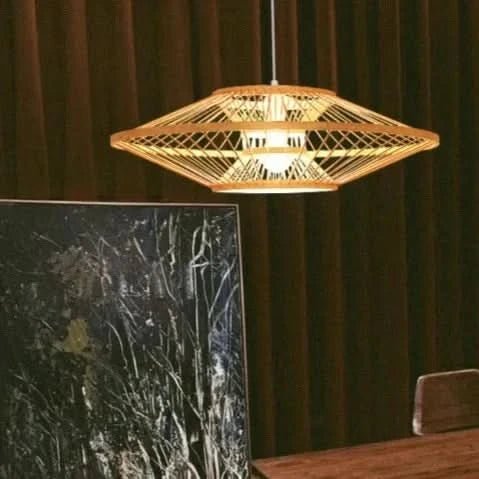 SERELIA Modern Geometric Bamboo Pendant Light Eco-Friendly Lighting Kitchen Dining Room
