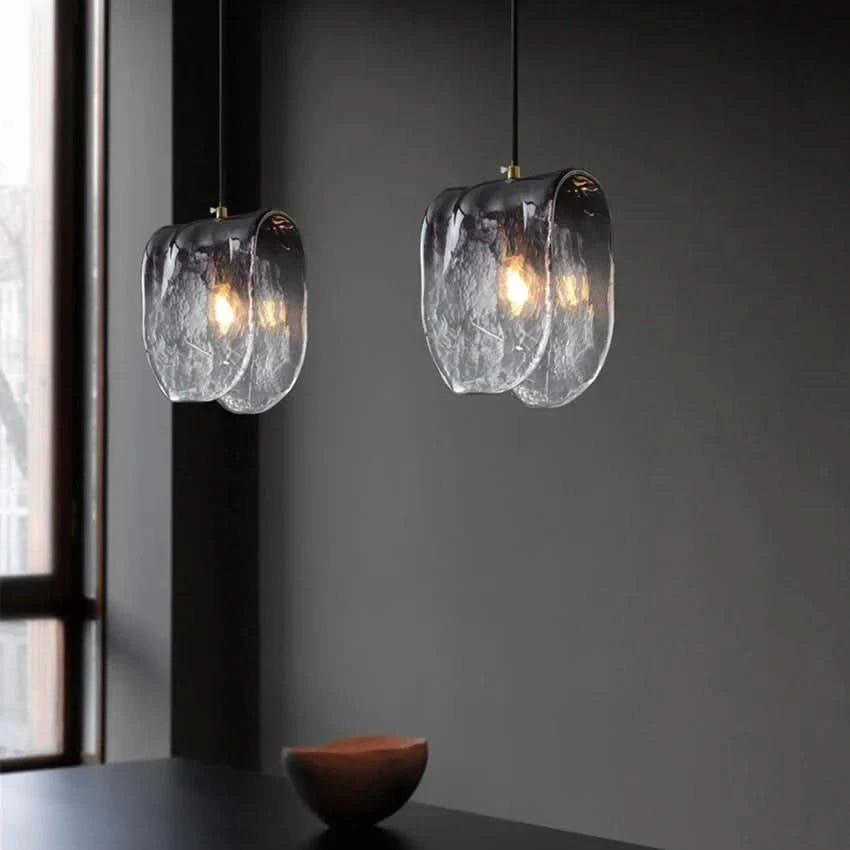 Diana Matt Glass Pendant Light Grey Folded Design For Bedroom Kitchen Cafe