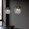 Diana Matt Glass Pendant Light Grey Folded Design For Bedroom Kitchen Cafe