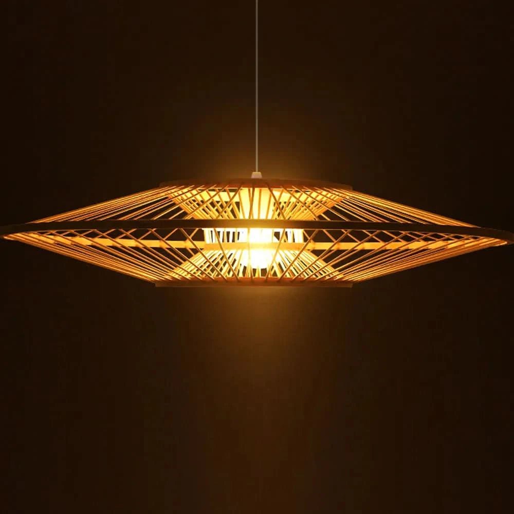 SERELIA Modern Geometric Bamboo Pendant Light Eco-Friendly Lighting Kitchen Dining Room