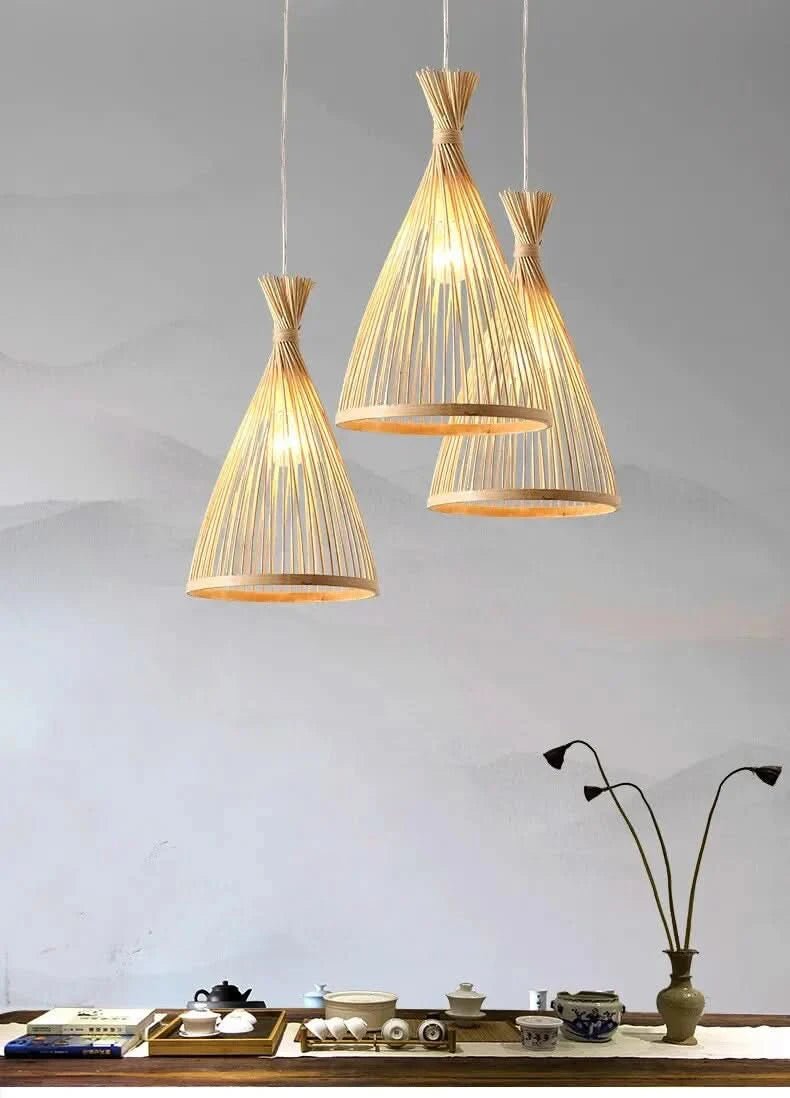 Bamboo Pendant Light In Teepee Style Made Of Rattan And Bamboo Environmentally Friendly Modern
