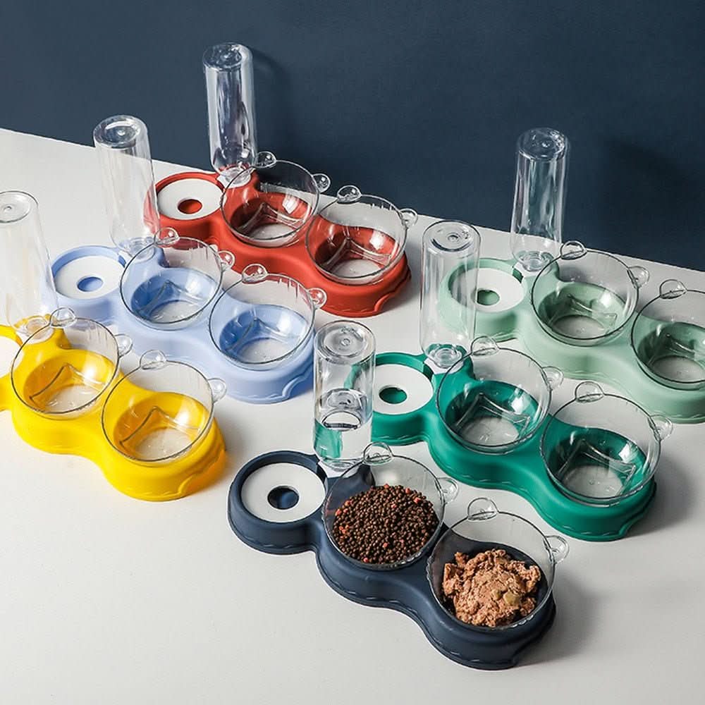 KARLFEAST - 3-in-1 Feeder with Water Dispenser and Elevated Bowl