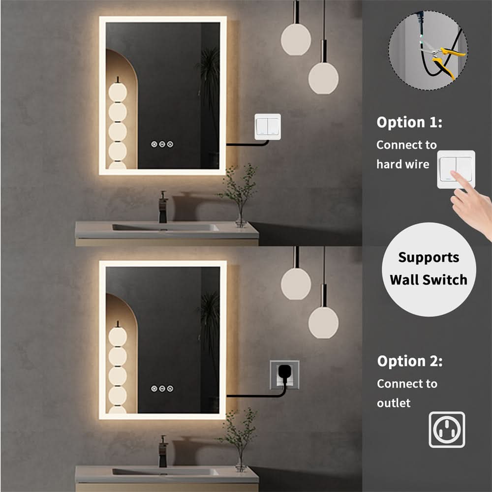 Glissar Bathroom Mirror with LED Lighting Slim Modern Fog-Free