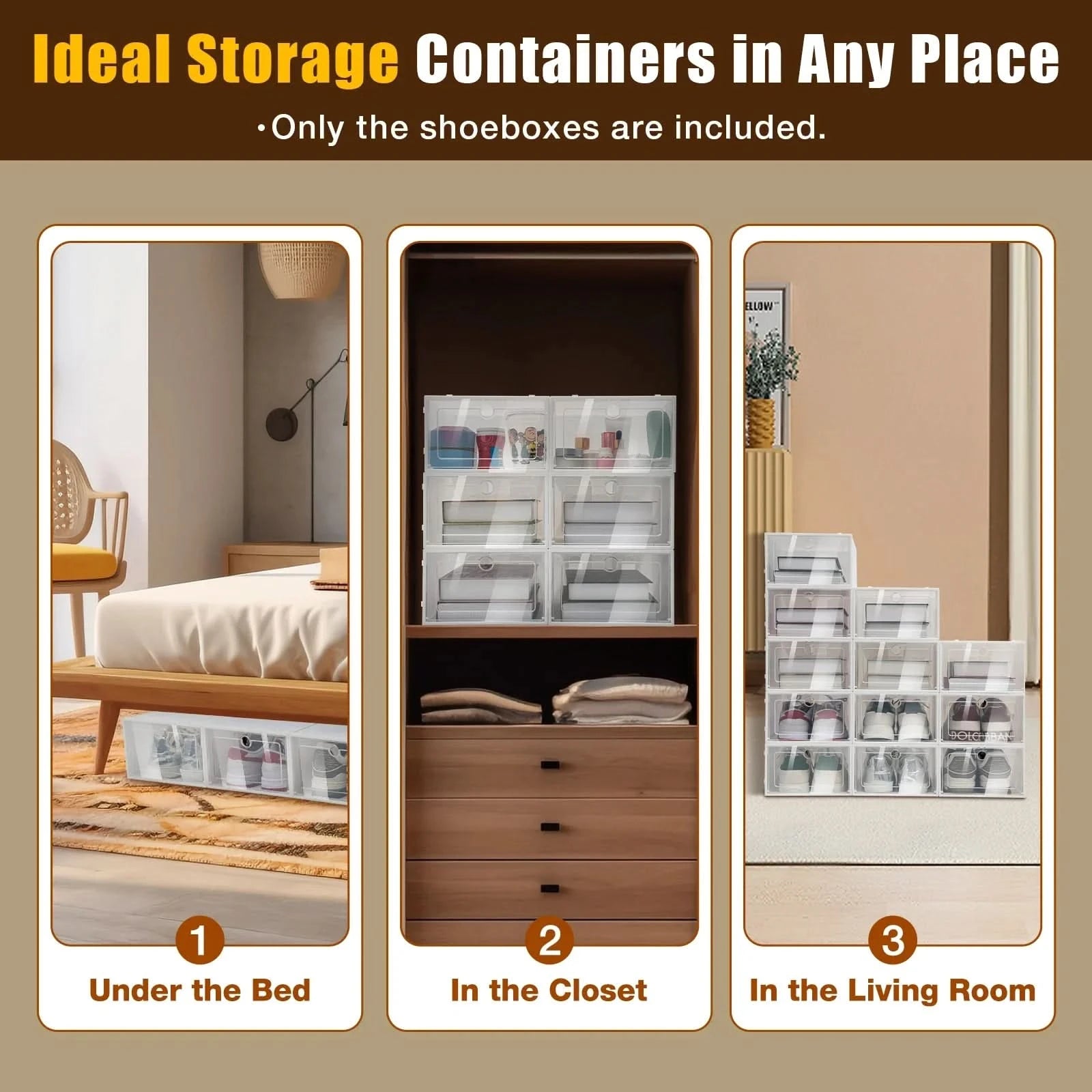 Shoe Box Storage Set - 24 Stackable & Clear Shoe Boxes for Space-Saving Organization & Overview