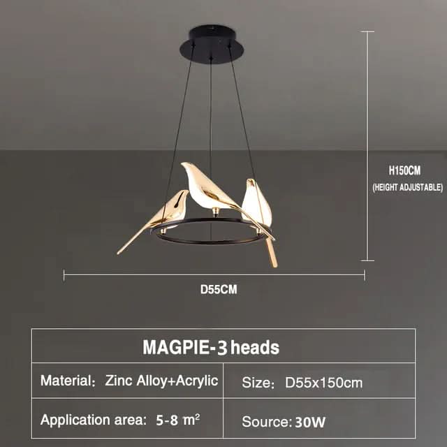 VIVIENNE Celestial Bird Chandelier Ceiling Light With Dimmable Light