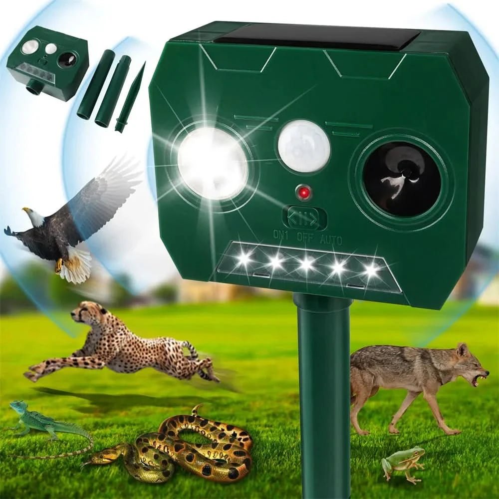 Ultraguard Animal Repellent - Ultrasonic Animal Repellent with LED Light - Weatherproof and Battery Operated