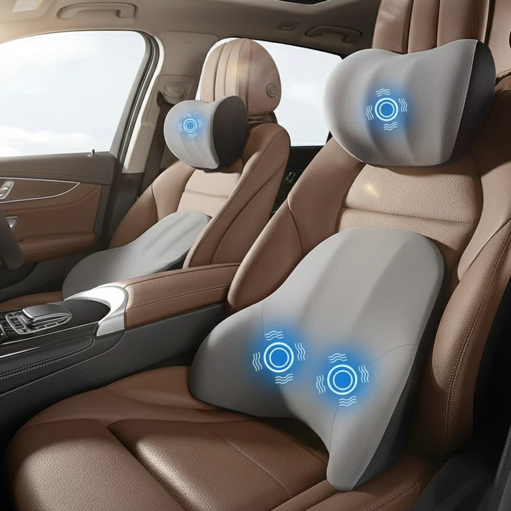 VIBRACUSH - Electric Neck & Lumbar Support Cushion for Car & Office