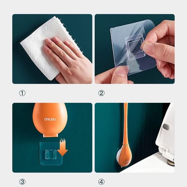 HygieBrush – Hygienic Silicone Toilet Brush with Wall & Floor Mount