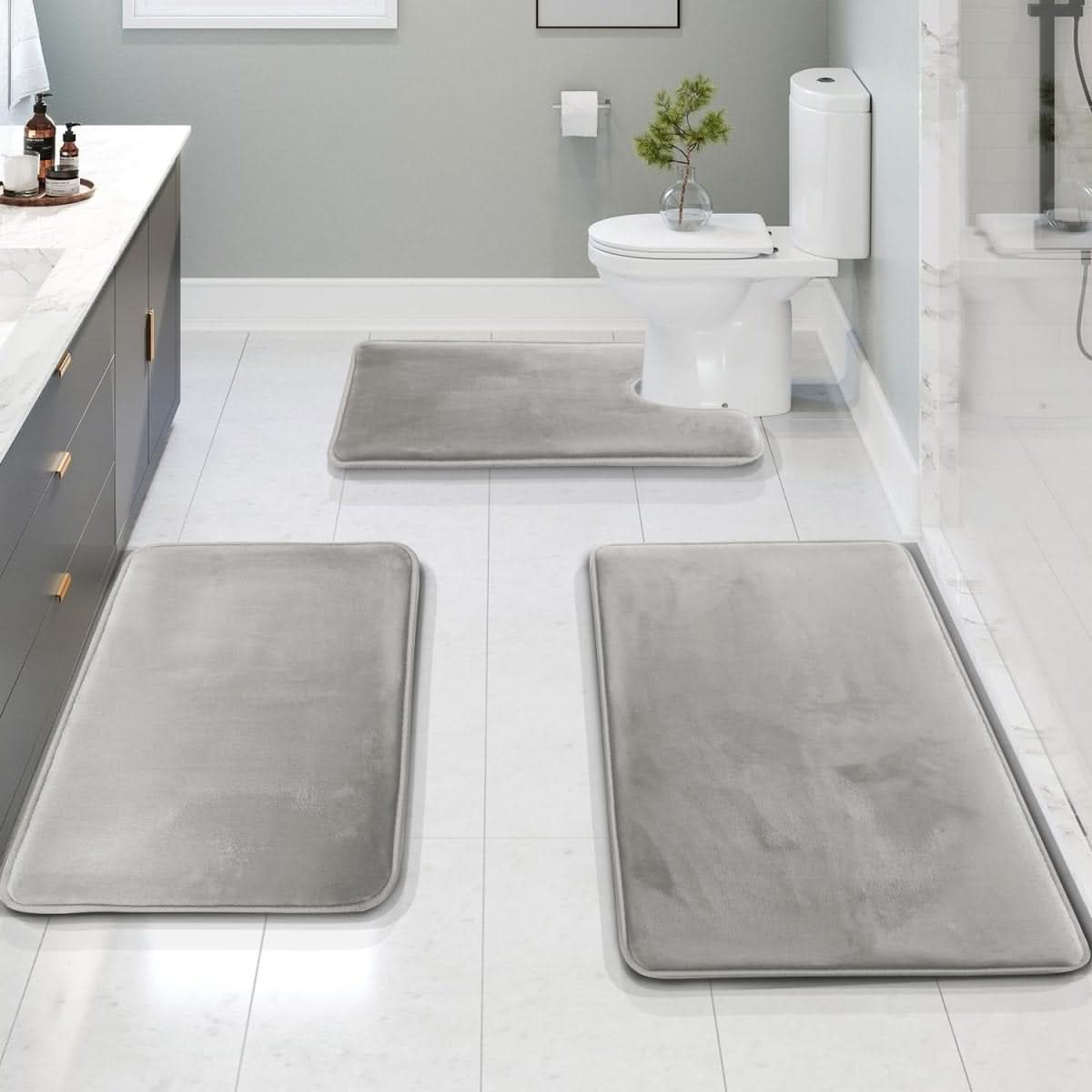Soft Step Luxury – 3-Piece Memory Foam Bath Mat Set with Non-Slip Backing