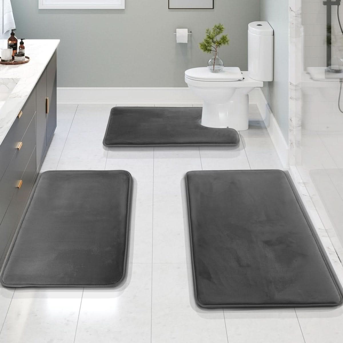Soft Step Luxury – 3-Piece Memory Foam Bath Mat Set with Non-Slip Backing