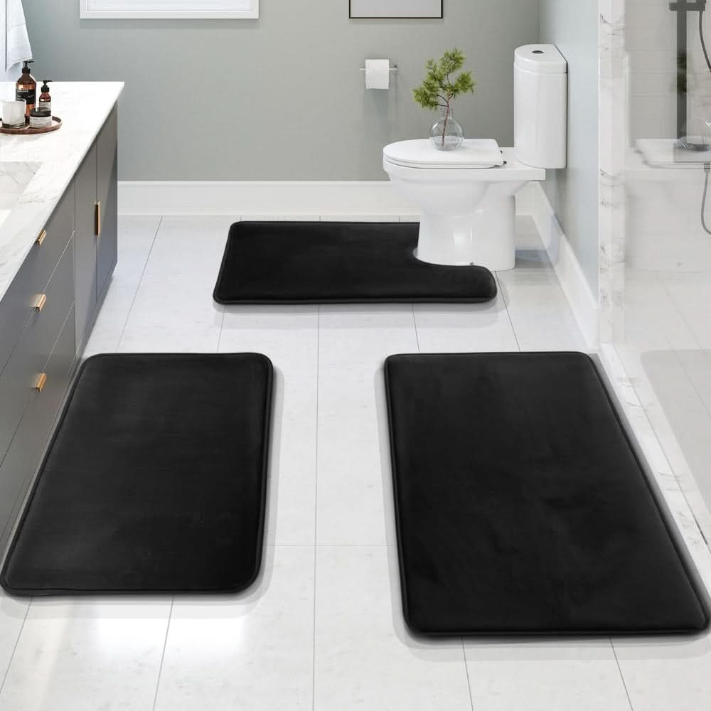 Soft Step Luxury – 3-Piece Memory Foam Bath Mat Set with Non-Slip Backing