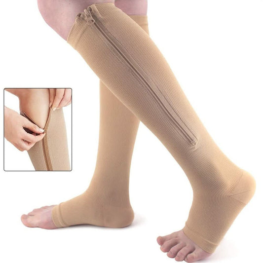 SupportEase – Zippered Compression Stockings For Tired And Swollen Legs