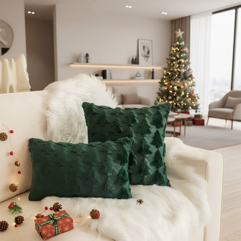 TREEBLISS – Kuscheliger Plüsch-Weihnachtsbaum-Kissenbezug mit ultraweichem Stoff 2