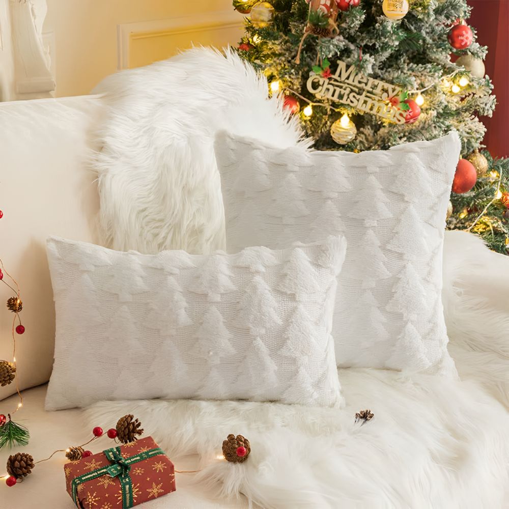 TREEBLISS – Kuscheliger Plüsch-Weihnachtsbaum-Kissenbezug mit ultraweichem Stoff 3