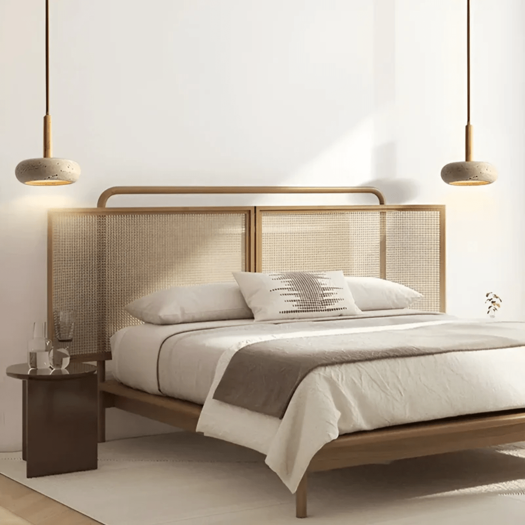 TranquilHalo – LED Retro Ceiling Light made of Stone & Wood